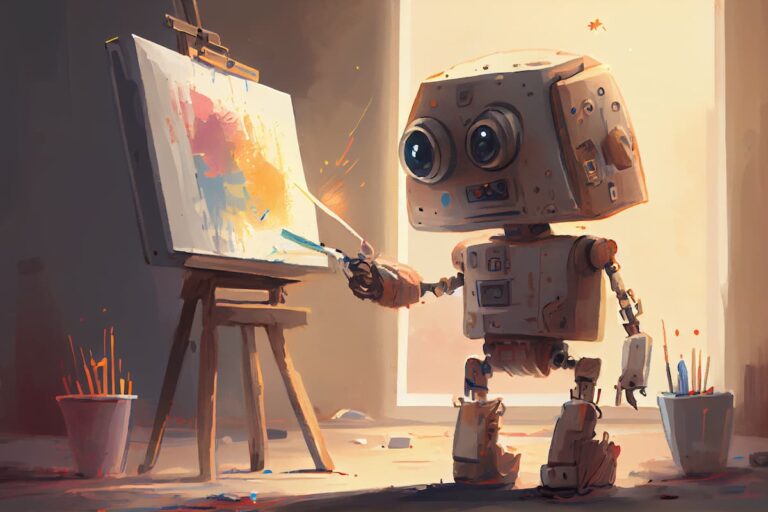 a robot painting